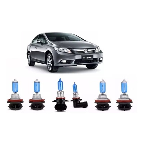 Kit Lâmpada Super Branca Farol Honda New Civic 2013 14 15 16  2017