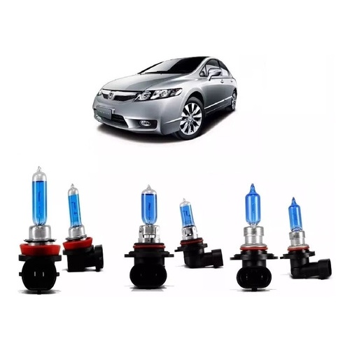 Kit Lampadas Super Branca Farol + Milha Honda New Civic Pingo