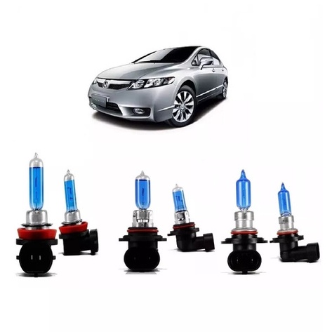 Kit Lampadas Super Branca Farol + Milha Honda New Civic Farolete