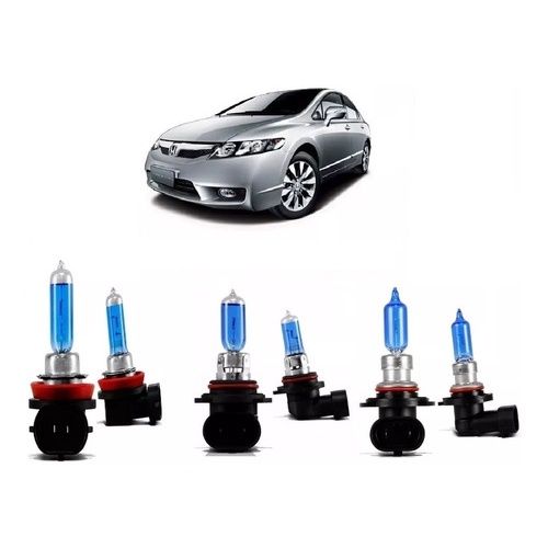 Kit Lampadas Super Branca Farol + Milha Honda New Civic 8500k