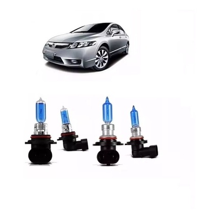 Kit Lampadas Super Branca Farol Alto E Baixo Honda New Civic Branco Frio