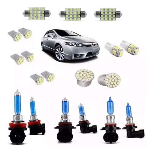 Kit Lampadas Super Branca Farol/milha + Led Honda New Civic 8500K
