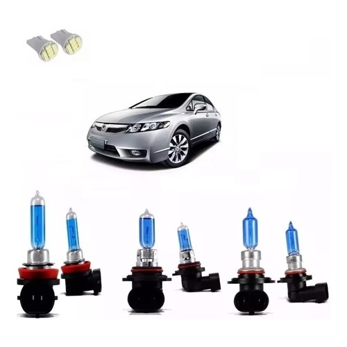 Kit Lampadas Super Branca Farol/milha + Led Honda New Civic Pingo