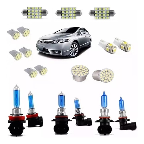 Kit Lampadas Super Branca Farol/milha + Led Honda New Civic Farolete