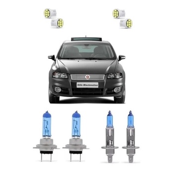 Kit Lampadas Super Brancas Farol Baixo Alto + T10 Fiat Stilo Pingo/Farolete