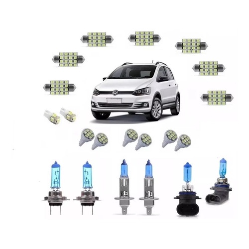 Kit Lampadas Super Branca + Led VW Fox Spacefox Crossfox Space Cross