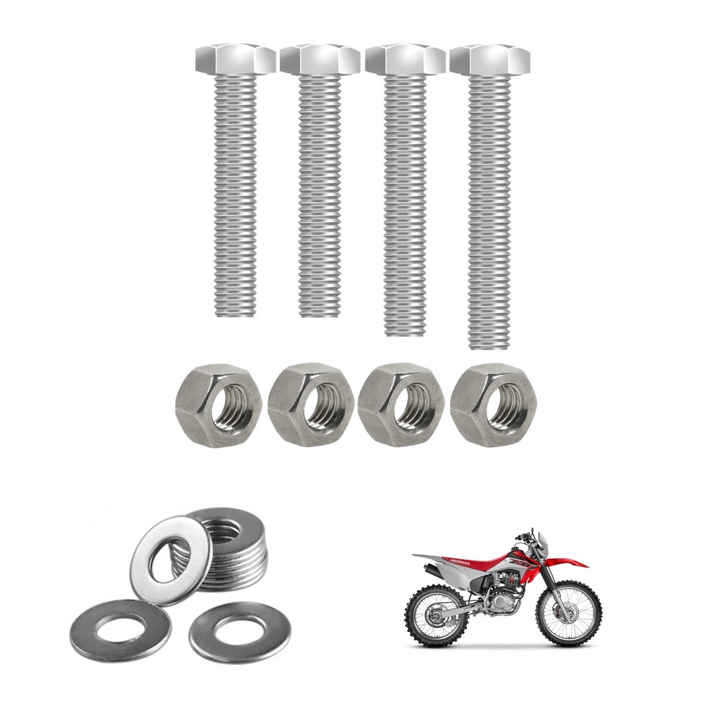 Kit parafusos inox suporte motor DT CRF 230 CRF230 CRF 230F CRF 230 CRF 230F CRF230F CRF 230 CRF 230F CRF230F 2007 a 2020 Compatível com Honda Fixação Peito Motor Chassi