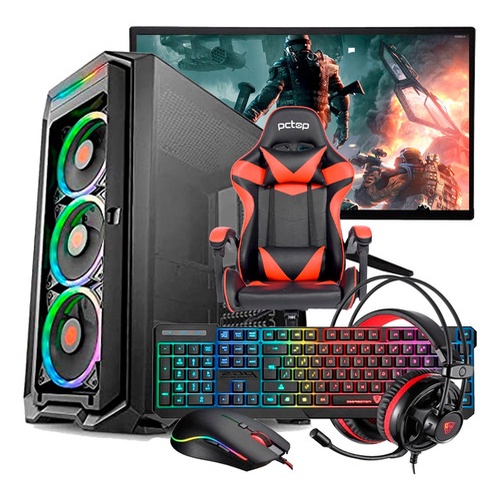 Pc Gamer Amd A8 Ssd 240+ Monitor+ Kit Gamer+ Cadeira+ Webcam