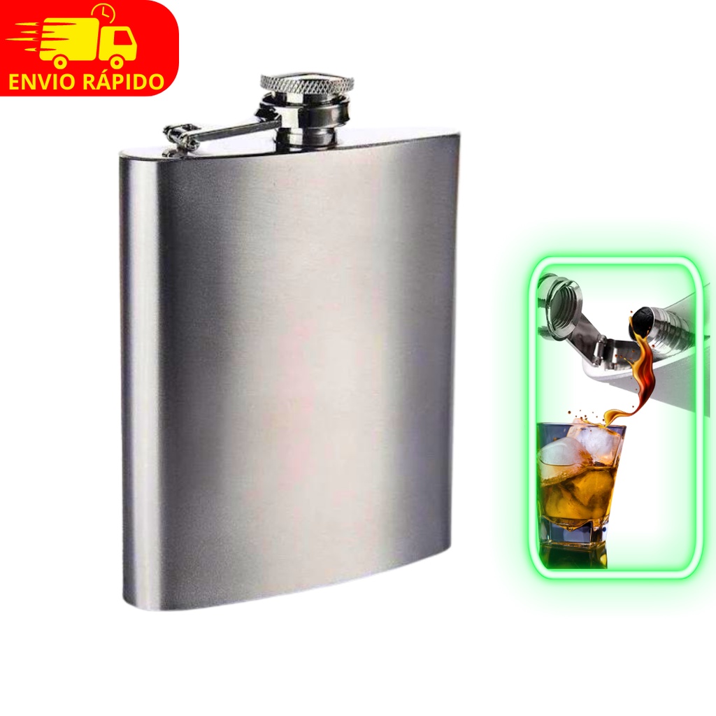 Cantil Aço Inox Para Whisky Vodka Gin Bebidas Destilados Portátil 200ml Cozinha