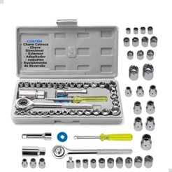 Kit Chave Catraca 40 Peças – Kit Chave Soquete e Acessórios – Ferramenta Manual
