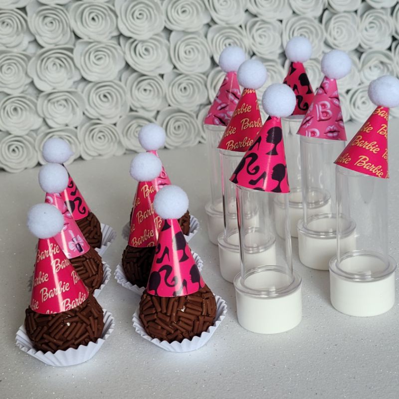 40 mini chapeuzinho Barbie, topper docinho ,topper doce,tubete, chapéu aniversário Barbie, personalizados Barbie