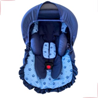 Kit Bebê Conforto Coroa Azul Capa Redutor Corpo Capota 5 Pçs Galzerano Burigoto Cosco Tamanho universal 0 a 13 kg
