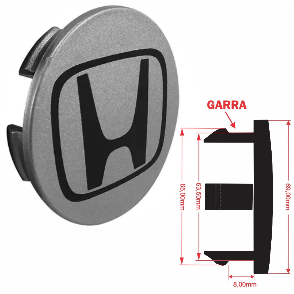 Calotinha Calota Centro 69,00mm Honda Prata Silk em Preto NEW CIVIC CRV HRV ACCORD 3D em Oferta na Shopee
