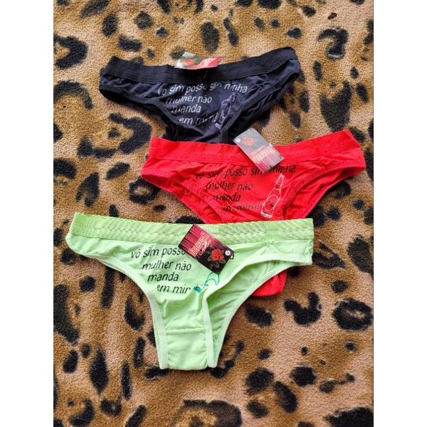 Calcinha Tanga Estampada Engraçado Poliamida Elastano Forro 100% Algodão