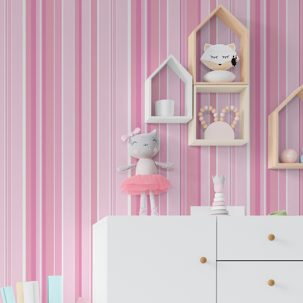 Papel De Parede Adesivo 3M Lavável Listrado Tons De Rosa Geométrico Autocolante sala quarto Cozinha em Oferta na Shopee