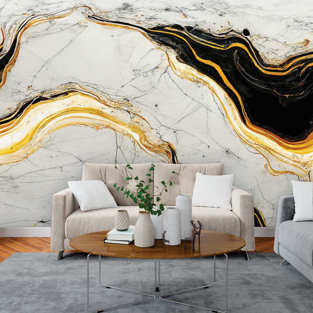 Papel de Parede Painel 3D Mármore Branco Preto Dourado 3M Revestimento Auto Colante Brilho em Oferta na Shopee