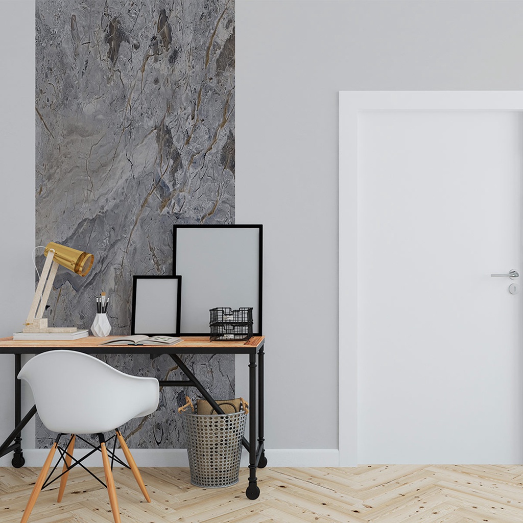 Papel de Parede Painel 3D Mármore Carrara Cinza 1M Revestimento Auto Colante Brilho Marmorizado
