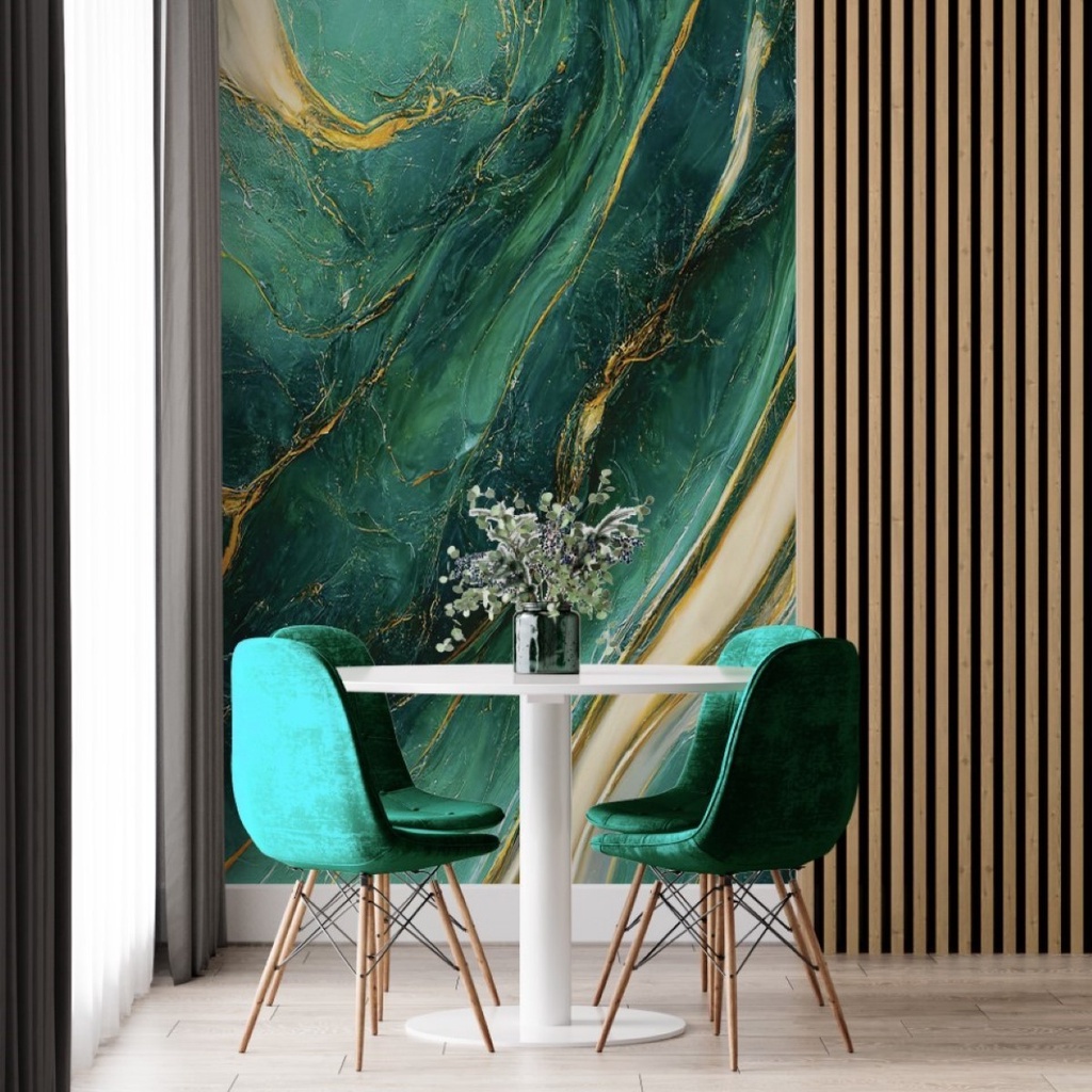 Papel de Parede Painel 3D Mármore Verde e Dourado  2M Revestimento Auto Colante Brilho Marmorizado em Oferta na Shopee