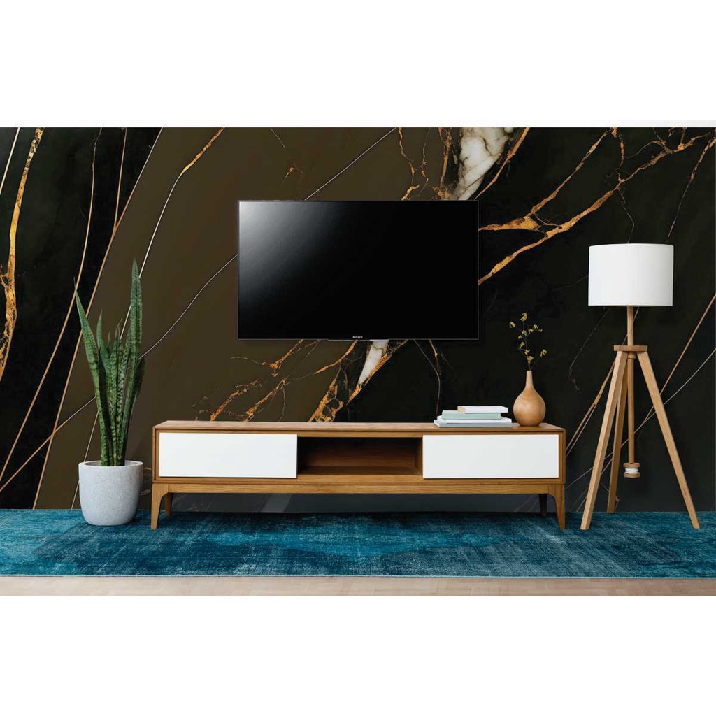 Papel de Parede Painel 3D Mármore Cinza Fio Ouro 3,5M Revestimento Pedra Requinte Auto Colante