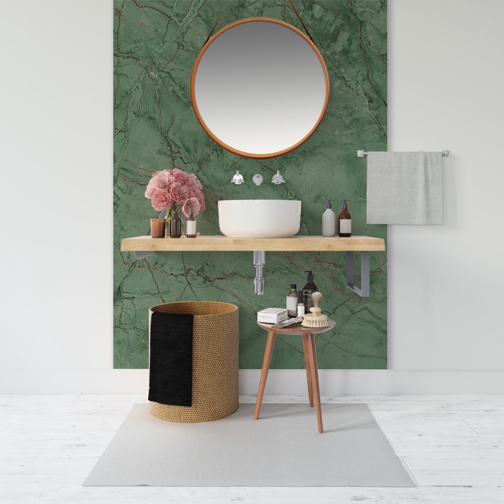 Papel de Parede Painel 3D Mármore Carrara Verde Escuro 1,5M Revestimento Pedra Requinte Auto Colante em Oferta na Shopee