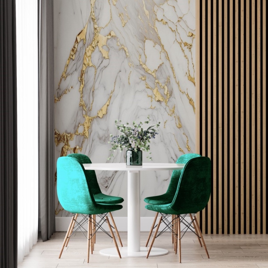Papel de Parede Painel 3D Mármore Branco com Ouro Auto Colante Lavável Revestimento Brilhoso em Oferta na Shopee