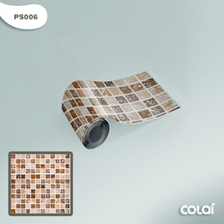 Faixa Adesiva para Cozinha Banheiro Pastilha Azulejo Pedra Mosaico Geométrico Autocolante Marrom 1M em Oferta na Shopee