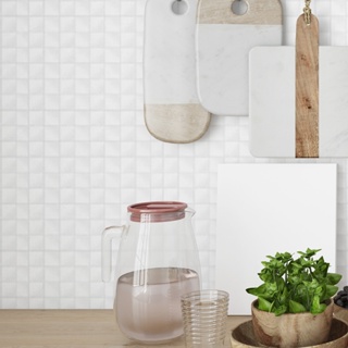 Papel De Parede Adesivo Lavável 3m Pastilhas Branco Gelo Autocolante Geomoétrico Tipo Pedrinhas sala em Oferta na Shopee