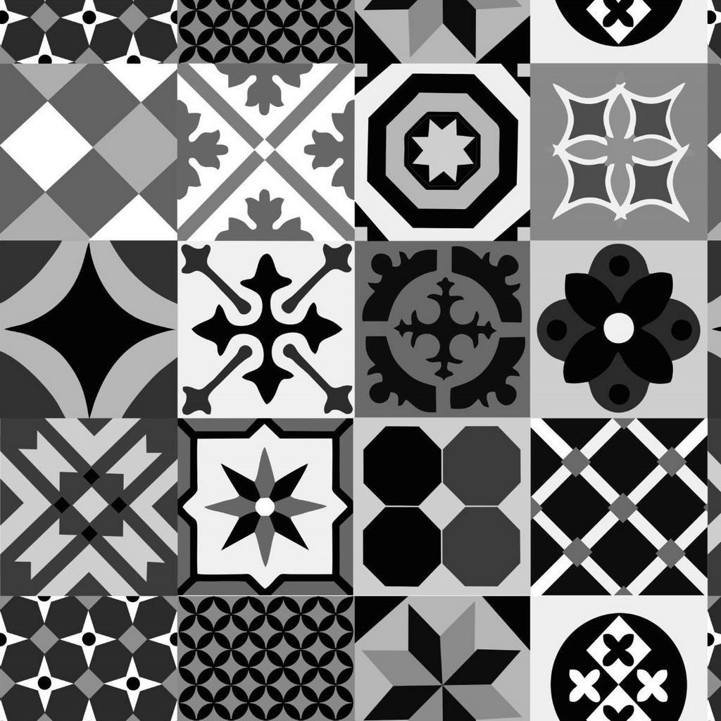 Papel De Parede Cozinha Azulejo Português Lavável 3M Auto Adesivo Preto Dark Geométrico Banheiro em Oferta na Shopee