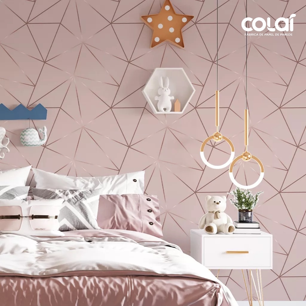 Papel de Parede Adesivo Geométrico 3M Listras Rosas Fendi Autocolante para Sala Quarto Cozinha