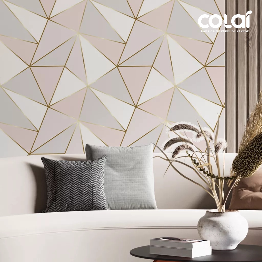Papel De Parede 3m Cinza Rosê Decor Liso Fio Golde Geométrico AutoColante Adesivo Quarto Cozinha em Oferta na Shopee