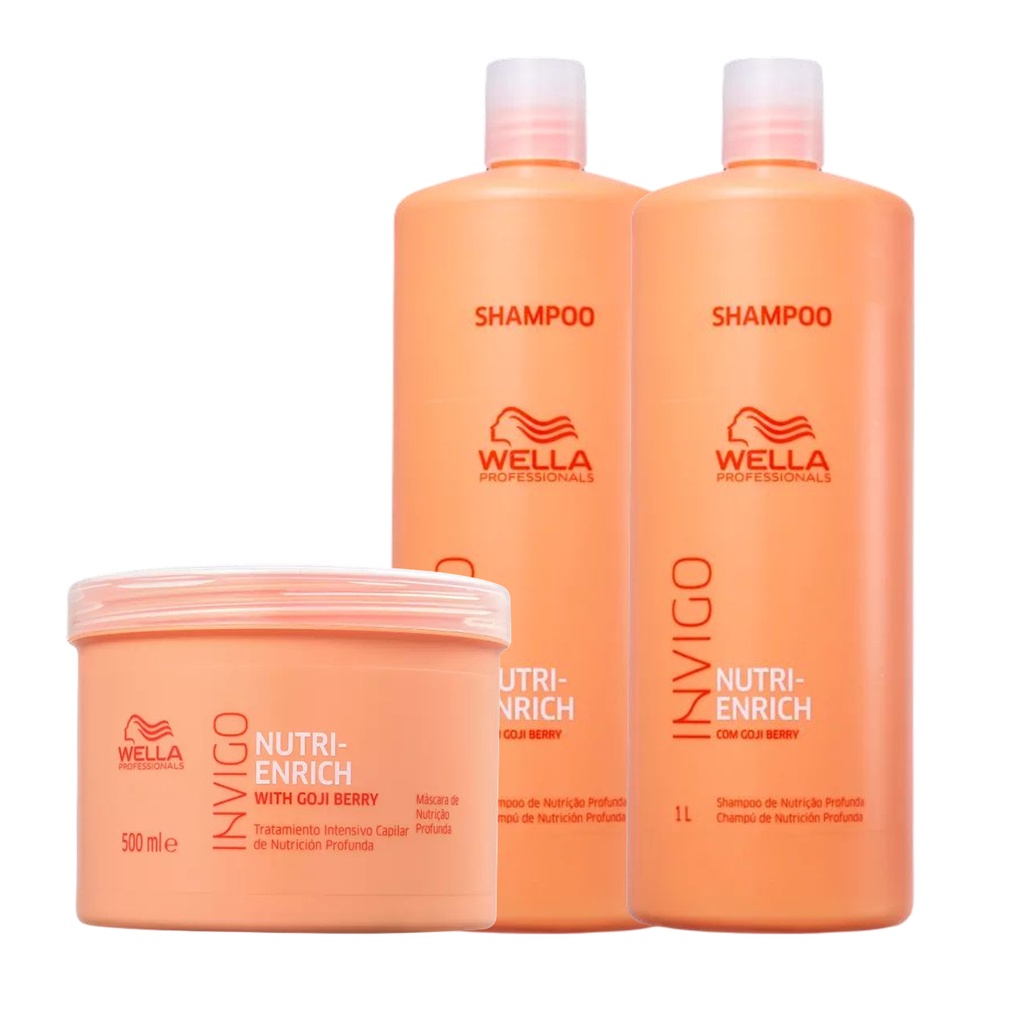 Kit 2 Shampoo 1L e Máscara 500ml Nutri Enrich - Wella em Oferta na Shopee