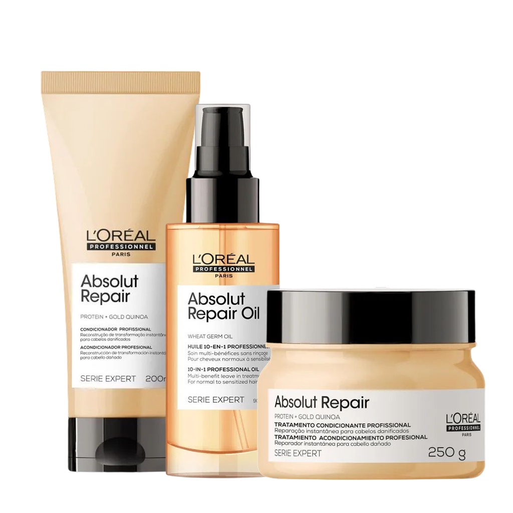 Kit Absolut Repair - Máscara 250g, Condicionador 200ml e Oil Reparador 90ml - L'Oréal