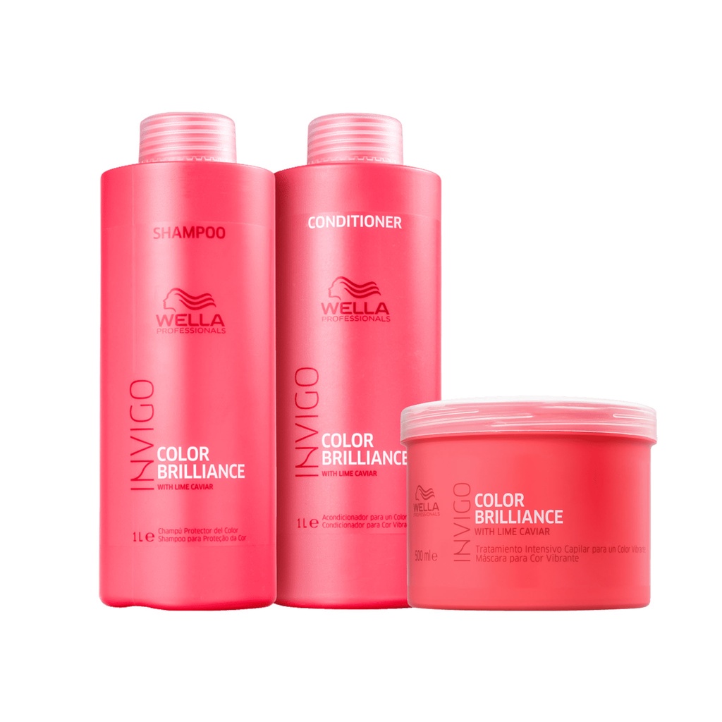 Kit Shampoo, Condicionador e Máscara Brilliance - Wella em Oferta na Shopee
