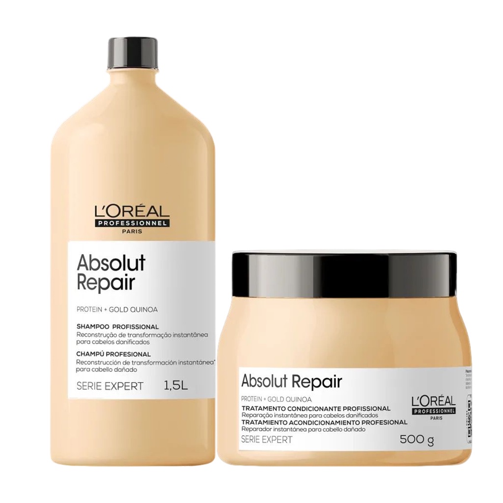 Kit L'oréal Absolut Gold Quinoa Shampoo 1,5L e Máscara em Oferta na Shopee