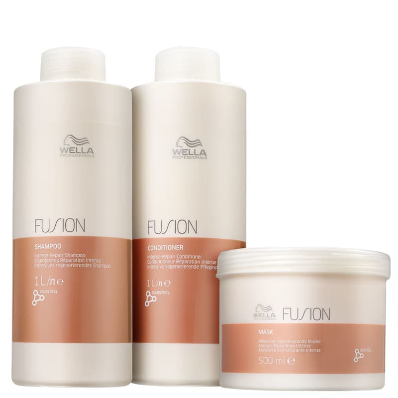 Kit Fusion Shampoo, Condicionador 1L e Mascara 500ML - Wella em Oferta na Shopee