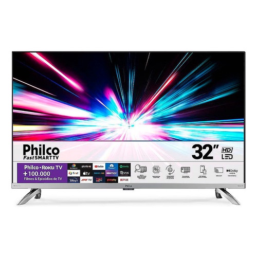 Smart Tv Philco 32 Hd Dled Roku Fast Wi-fi Usb Prata