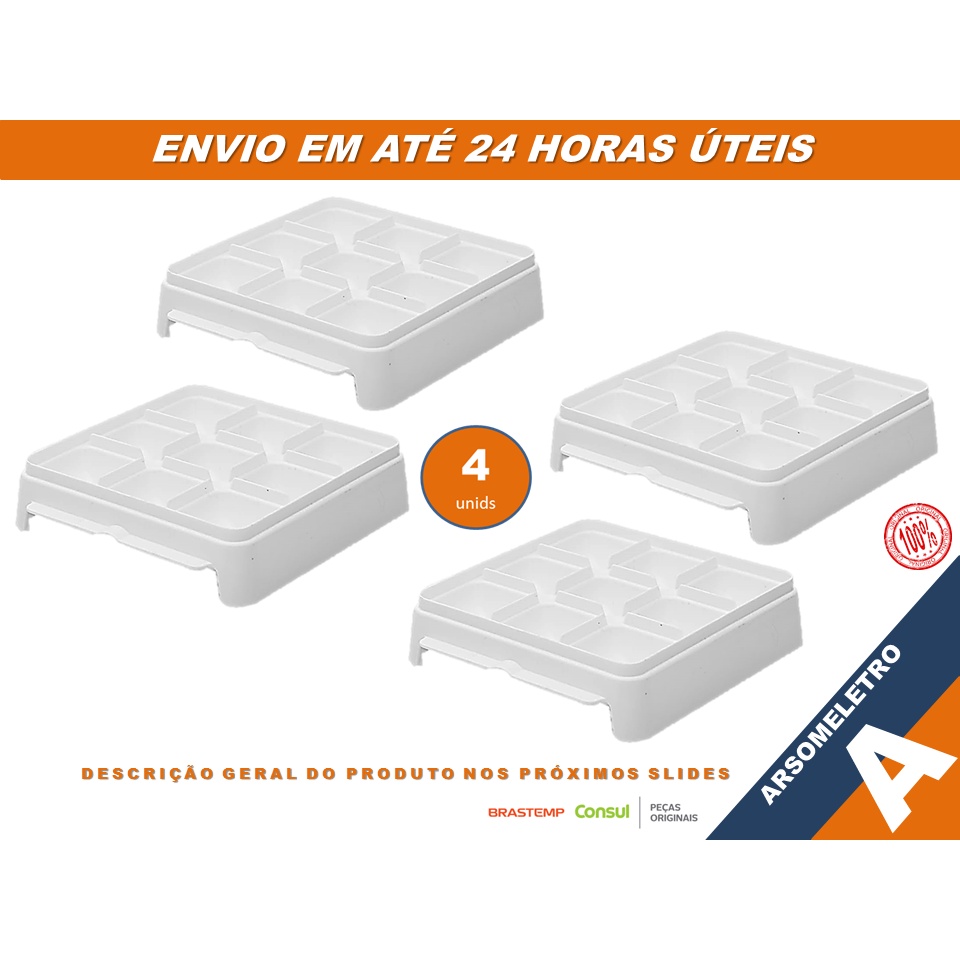 Conjunto Quatro Formas De Gelo Originais Para Refrigeradores E Freezers Brastemp E Consul Brancas