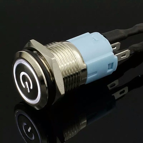 Chave Botão Liga Desliga 16mm Led Branco 12v 24v + Conector