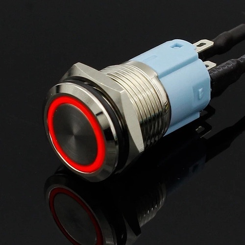 Botão Universal 12v Led Vermelho Liga Desliga 16mm Botoeira