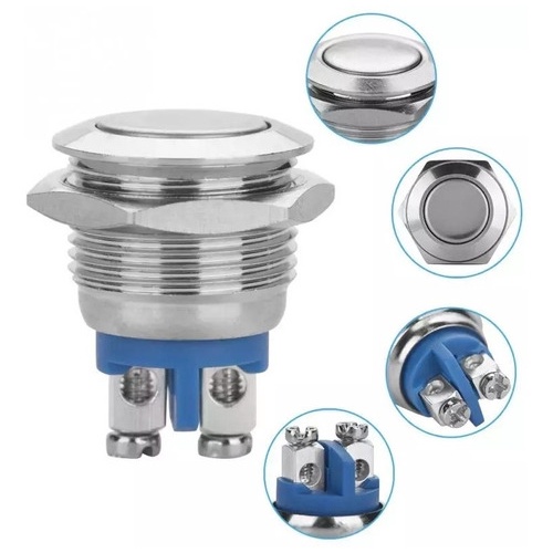 Botão Pulso Botoeira Push Start 16mm Cabeça Chata Até 250v