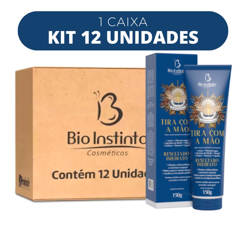 Kit 12 Pomada Massageadora Tira com a Mão 150g | Bio Instinto |Alivio Imediato|