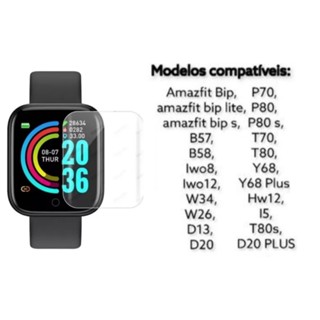 Películas para Smartwatch Relógio Y68 /D20 P9 / B57 / D13 / V6/Amazfit Bip/ Amazfit Bip U/ Amazfit Bip S/D28 /P8 dentre outros Película Hidrogel