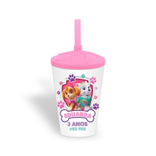 Copo Twister Personalizado Patrulha Canina TSS300 0201 com 13 Cores de Tampas/Canudos13 Cores de Tampas e Canudos