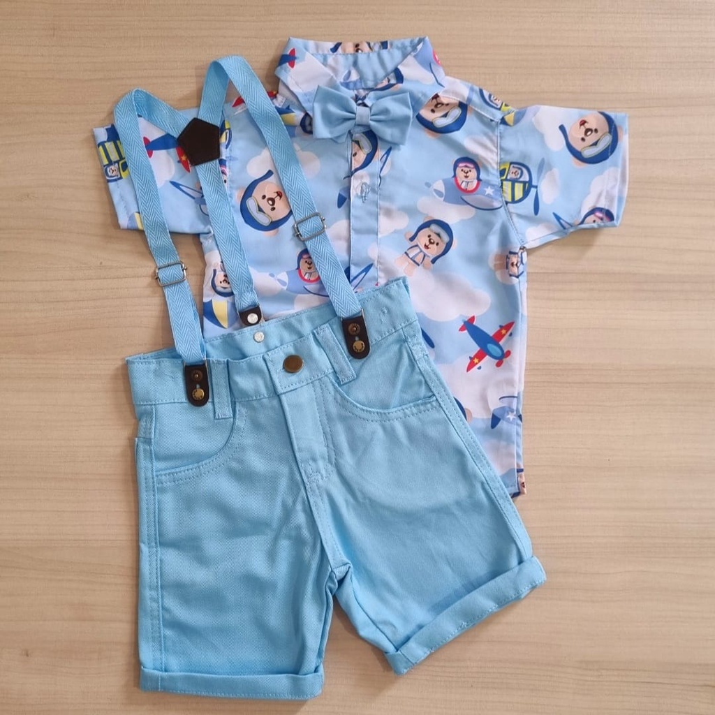 Roupa infantil menino ursinho aviador