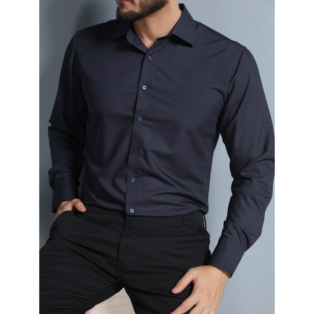 Camisa Social De Botao Masculina Manga Longa Tecido MicroFibra Silm Fit