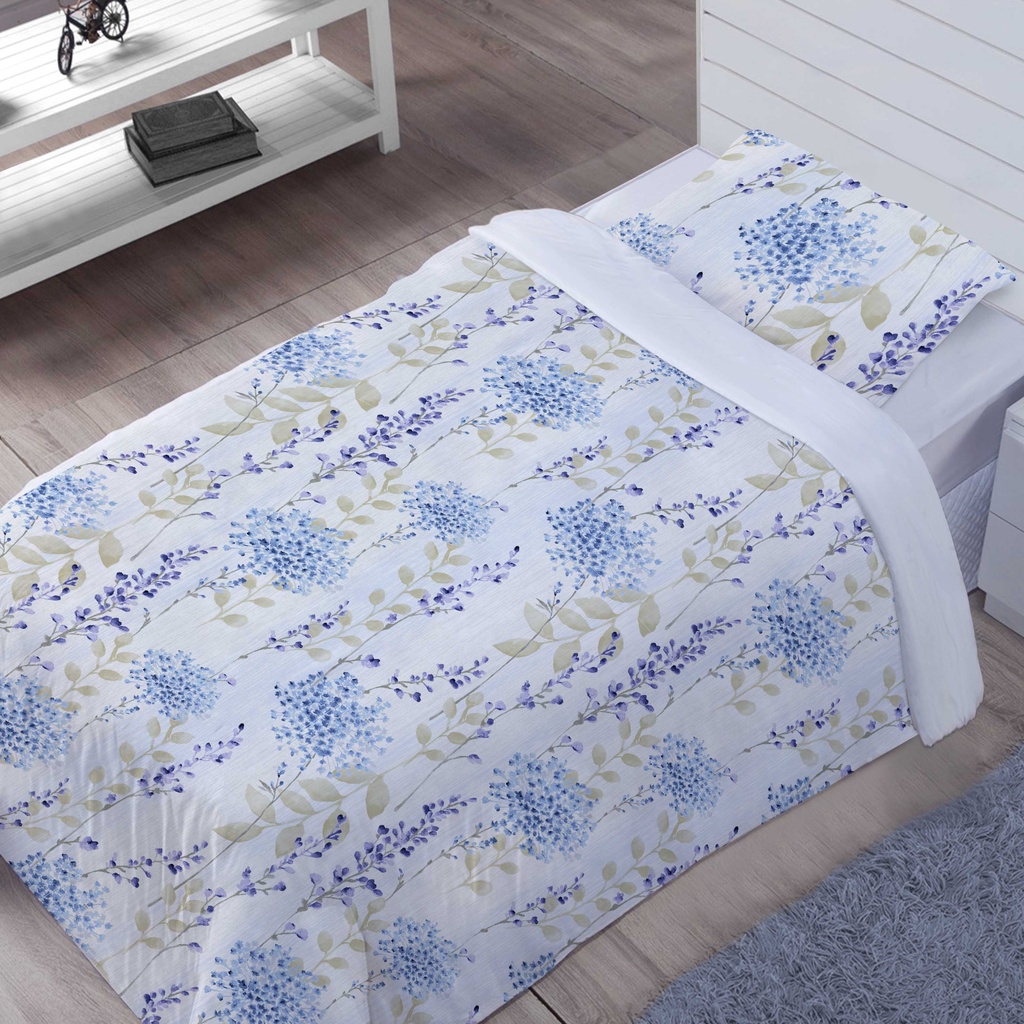 Edredom Infantil + Fronha Kit Solteiro Floral 100% Algodão - E25