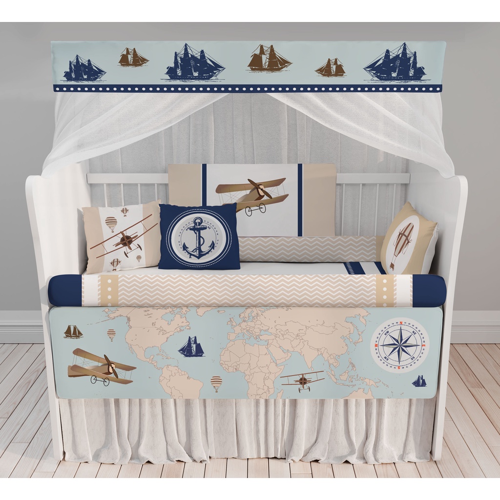 kit berço balão safári cachorro para quarto de bebê Enxoval Completo KT26