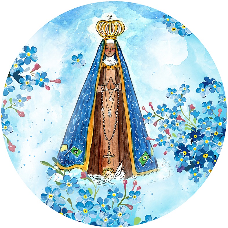 Painel Redondo Tecido Sublimado Nossa Senhora C/elástico 150x150cm