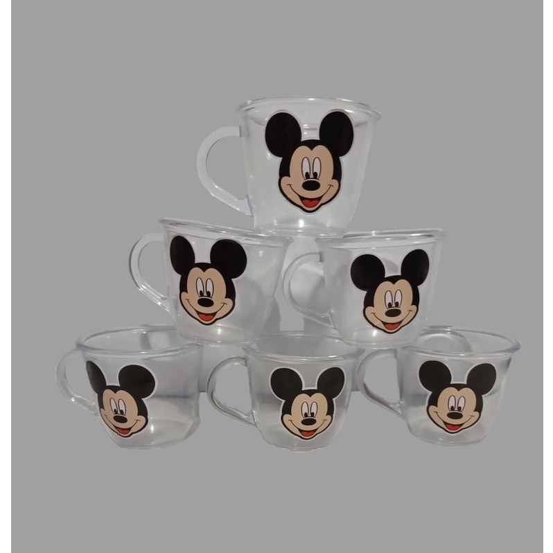 JOGO DE 6 XÍCARAS TRANPARENTE ADESIVADA(PROVA D'AGUA COM BANDEJA CANTINHO DO CAFÉ