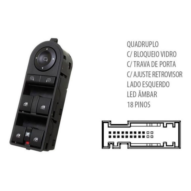 Interruptor Vidro Elétrico Vectra 2007 Em Diante Quadruplo